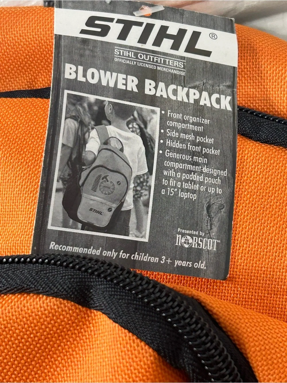 Stihl Blower School Backpack for Kids NWT Orange Black - Picture 4 of 8